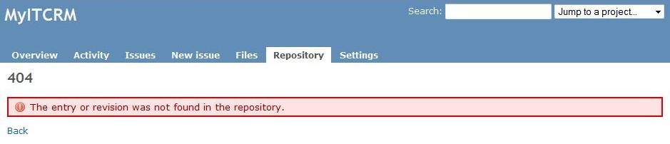 404 the entry or revision was not found in the repository error message