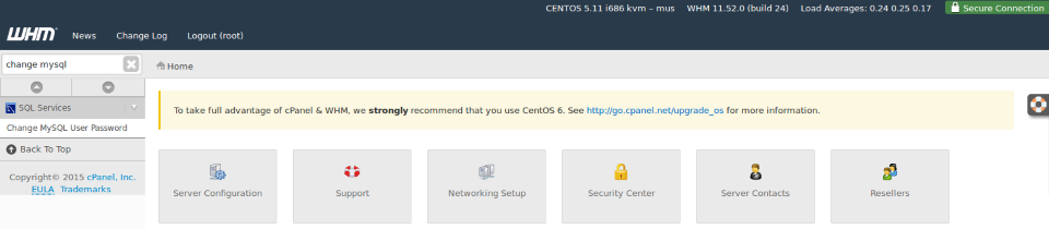 Change MySQL User Password location when logged in with root