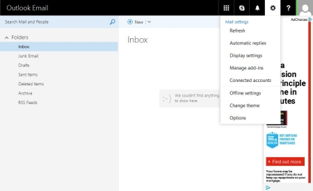 Outlook.com - Settings Cog Menu