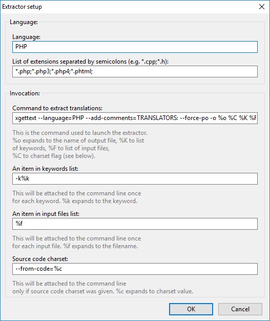 Poedit PHP Extractor setup